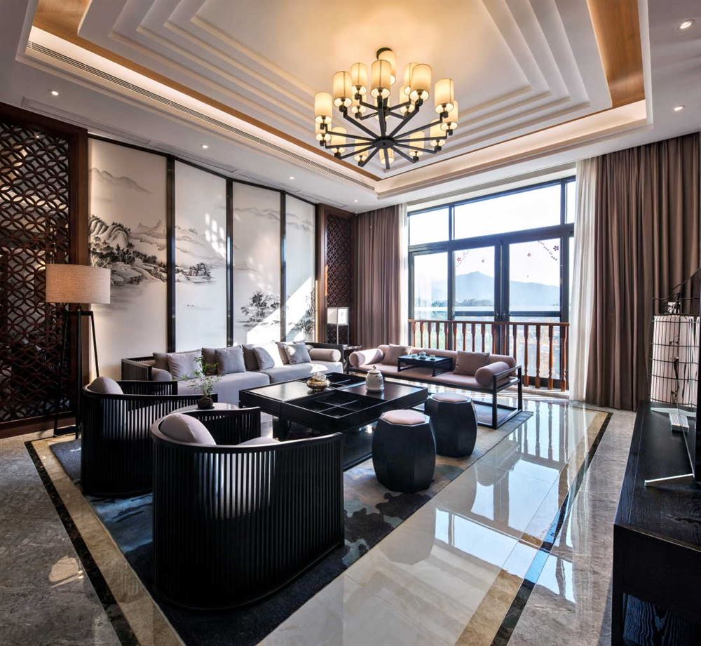 广州市汾水小区新中式风格三居室装修案例