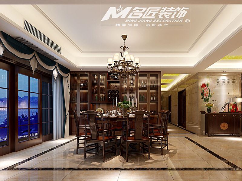 揭阳市仙桥宿舍新中式风格四居室装修案例