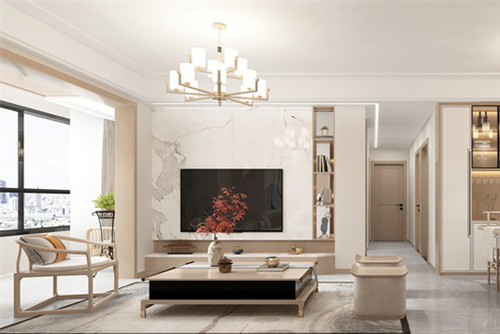 乐山市阳光·维多利亚新中式风格三居室装修案例