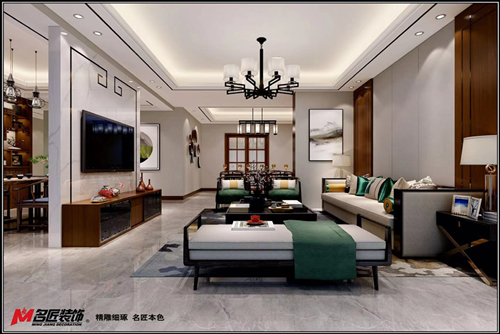 遂宁市远升·凤凰城新中式风格三居室装修案例